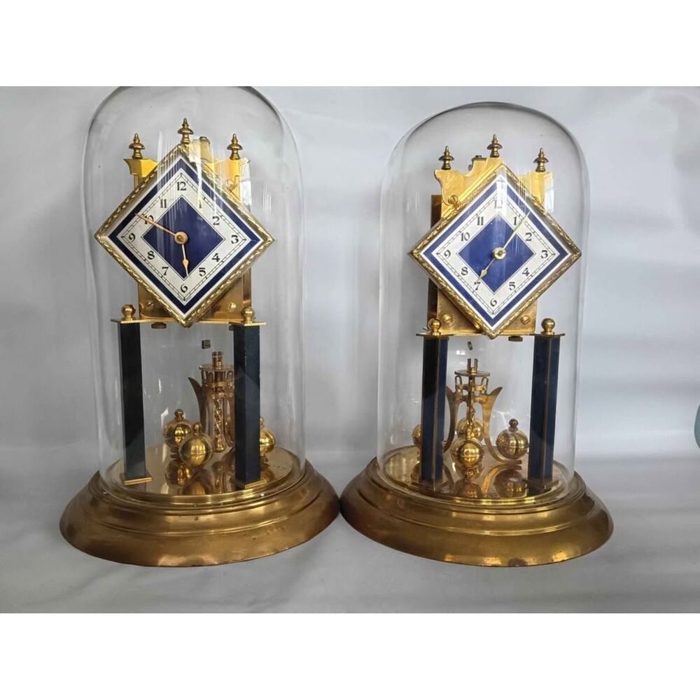 2 Kern & Sohne Anniversary Torsion Clocks Mid Century Rare Diamond Square